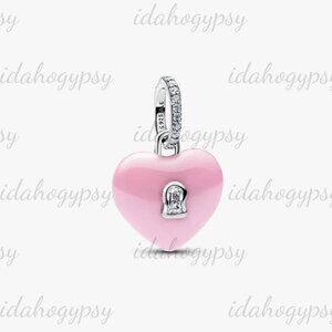 Pandora Pink Ceramic Heart Padlock Dangle Charm